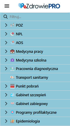 Panel modułów systemu eZdrowiePRO
